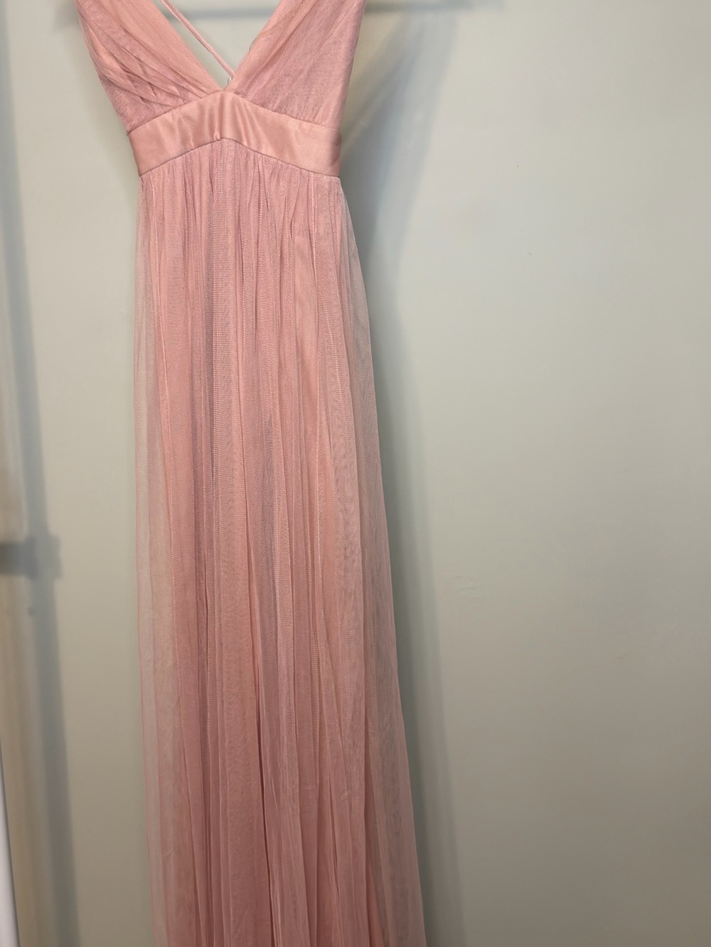 Windsor Blush Pink V-Neck Tulle Maxi Dress